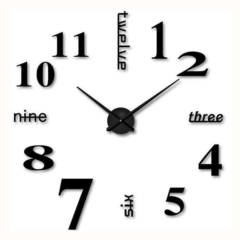 3d Diy Wall Clock Modern Design Acrylic Clocks Home Sticker Room Decor Clock On The Wall Numbers-bl