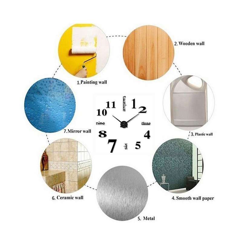 3d Diy Wall Clock Modern Design Acrylic Clocks Home Sticker Room Decor Clock On The Wall Numbers-bl