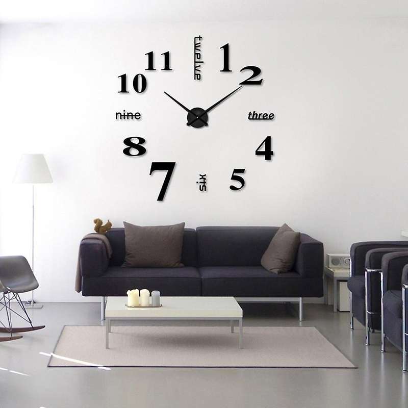 3d Diy Wall Clock Modern Design Acrylic Clocks Home Sticker Room Decor Clock On The Wall Numbers-bl