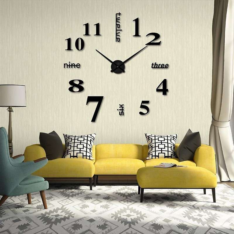 3d Diy Wall Clock Modern Design Acrylic Clocks Home Sticker Room Decor Clock On The Wall Numbers-bl