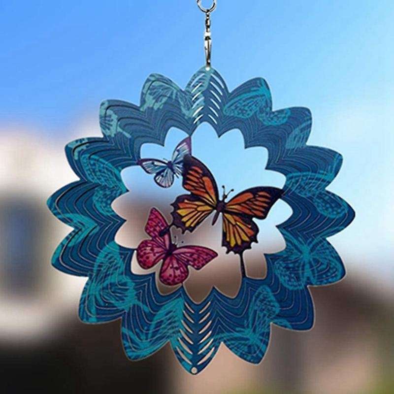 3D Dynamic Rotating Wind Chime Stainless Steel Color Metal Sheet Wind Turn 12 Inch Wind Wheel