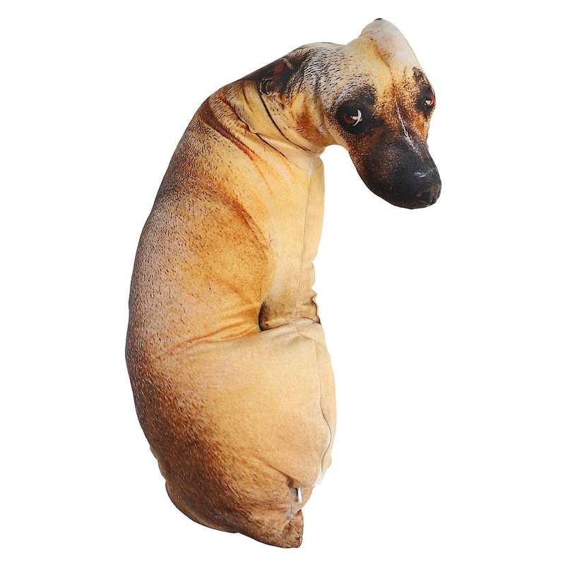 3d Cute Bend Dog Throw Pillow Lifelike Animal Funny Dog Head Cosplay Children Favorite Toy Cushion