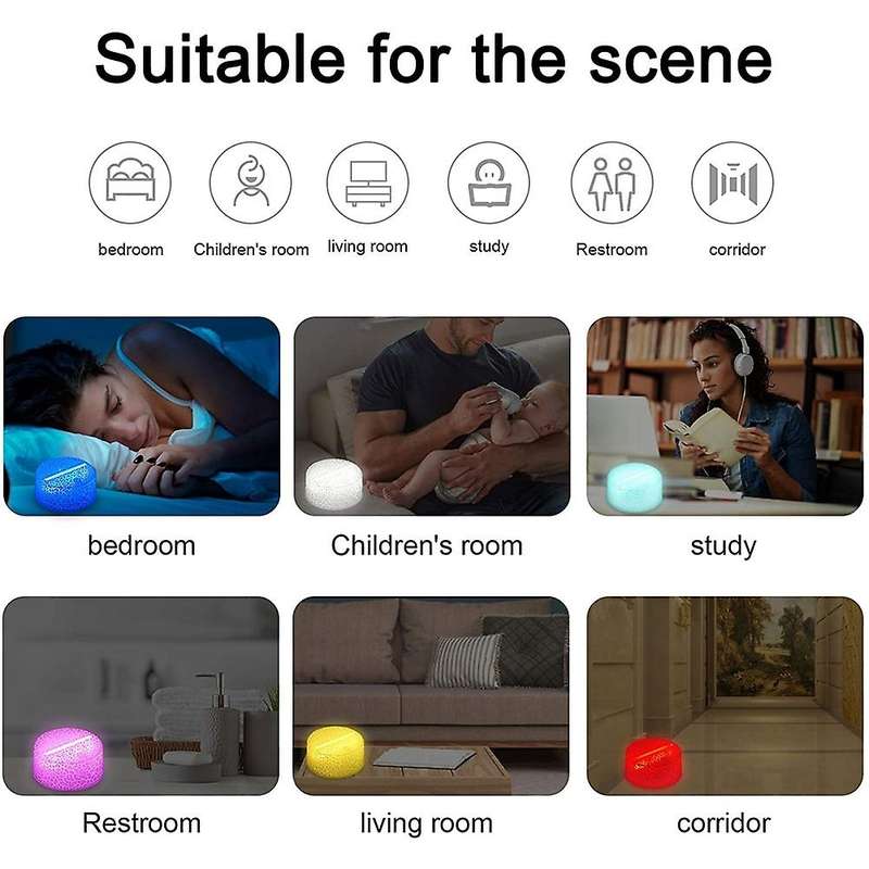 3D LED Lamp Base,USB Cable Remote Control Light Holder ABS LED Table Night Light Base 7 Color-Adjust