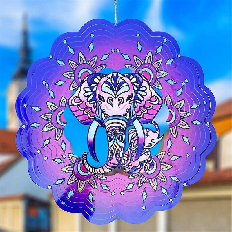3D Hanging Wind Spinner Ornament,12Inch Metal Wind Kinetic Sculpture for Outdoor&Indoor Decor, Gard