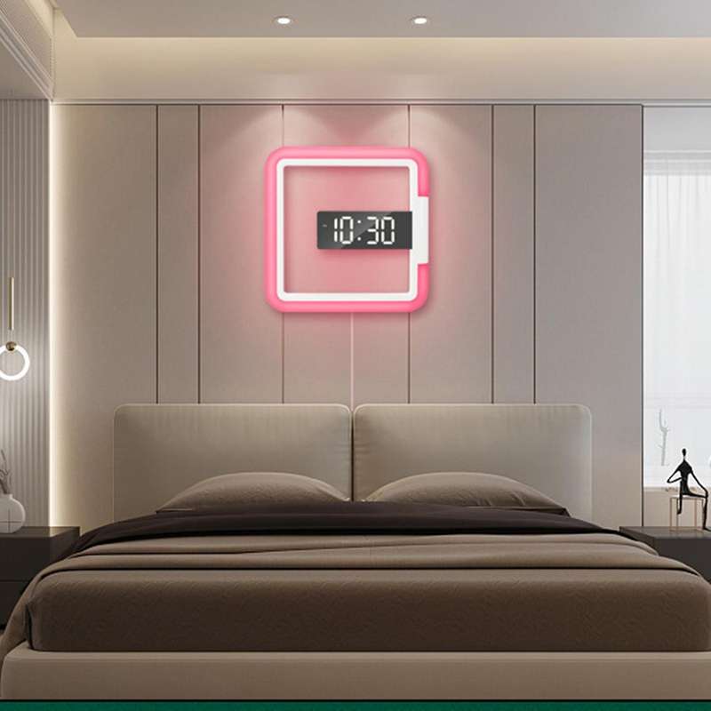 3D LED Digital Wall Clock Alarm Mirror Hollow Watch Table Clock 7 Colors Temperature Nightlight for