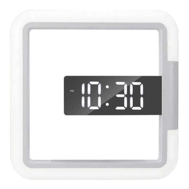 3D LED Digital Wall Clock Alarm Mirror Hollow Watch Table Clock 7 Colors Temperature Nightlight for