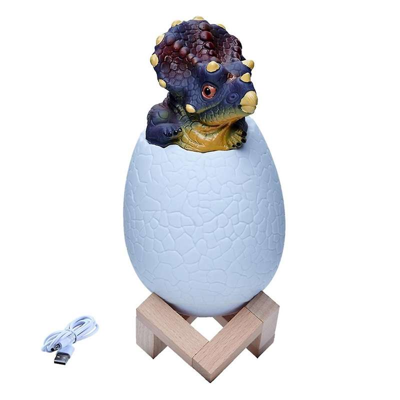 3d Night Light Triceratopses Egg Desk Lamp 3 Color Touch Cartoon Table Lamps Home Decor for Kid Birt