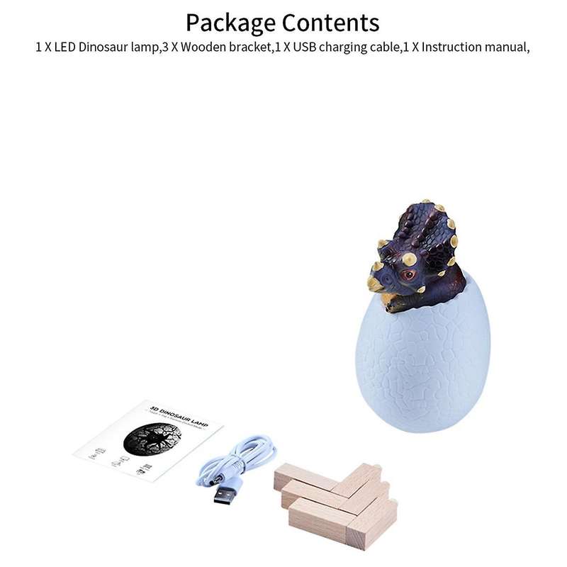 3d Night Light Triceratopses Egg Desk Lamp 3 Color Touch Cartoon Table Lamps Home Decor for Kid Birt