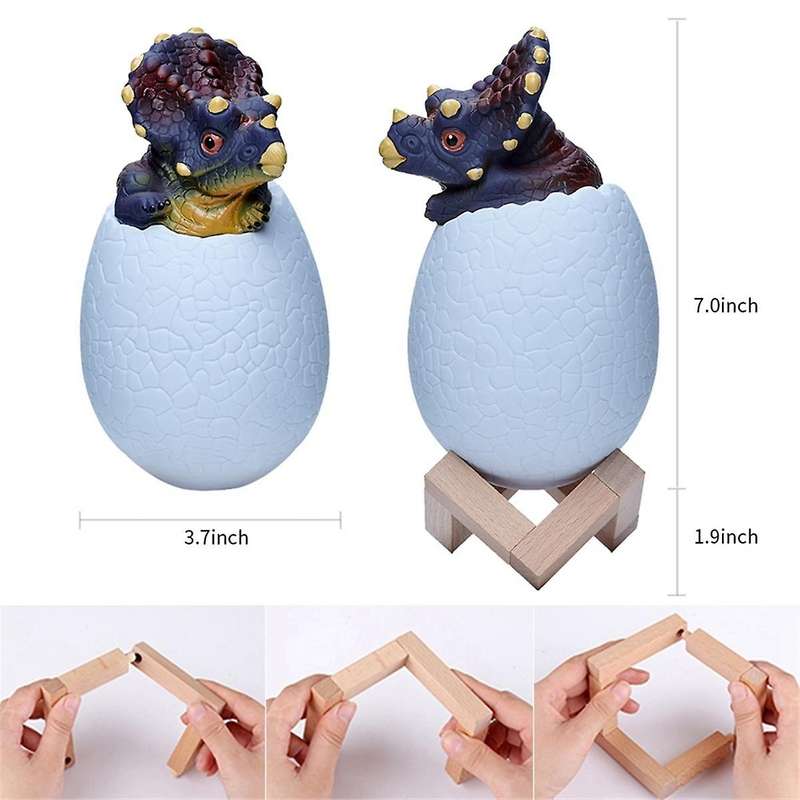 3d Night Light Triceratopses Egg Desk Lamp 3 Color Touch Cartoon Table Lamps Home Decor for Kid Birt