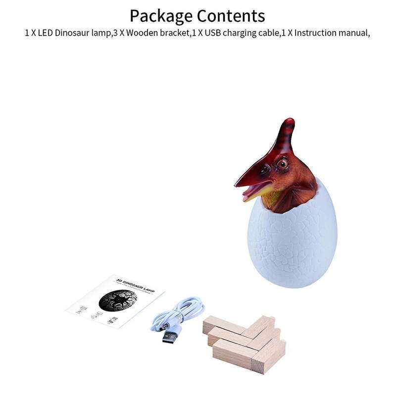 3d Night Light Pterosaur Egg Desk Lamp 3 Color Touch Cartoon Table Lamps Home Decor for Kid Birthday