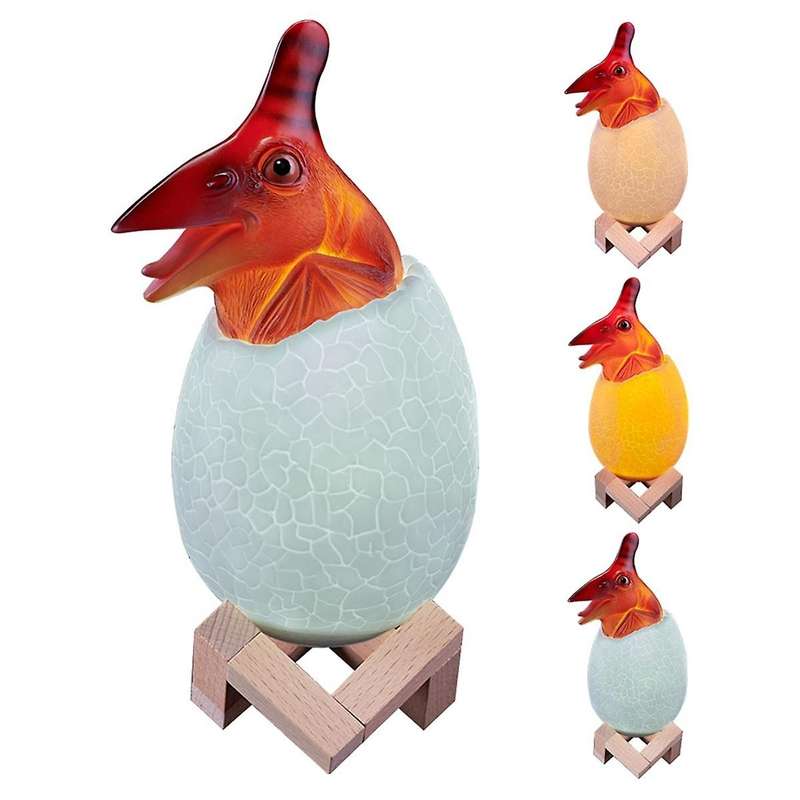3d Night Light Pterosaur Egg Desk Lamp 3 Color Touch Cartoon Table Lamps Home Decor for Kid Birthday