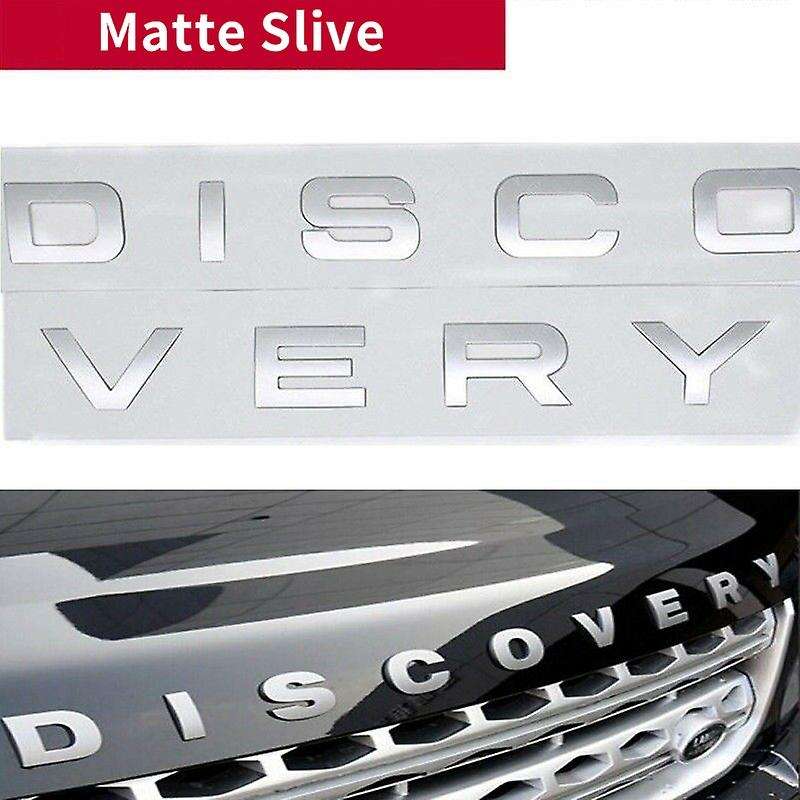 3D Matte Slive Letter DISCOVERY Car Rear Front Badge Emblem Decal Sticker for Front Hood Rear Trunk