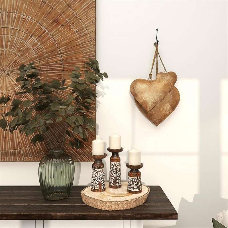 3d Metal Heart-shaped Decorative Bell with Hanging Rope Aged Brass Metal Bell
