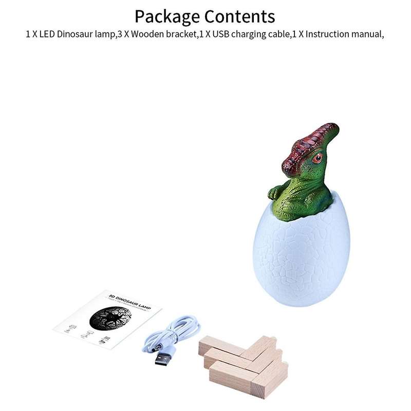 3d Night Light Parasaurolophus Egg Desk Lamp 3 Color Touch Cartoon Table Lamps Home Decor for Kid Bi