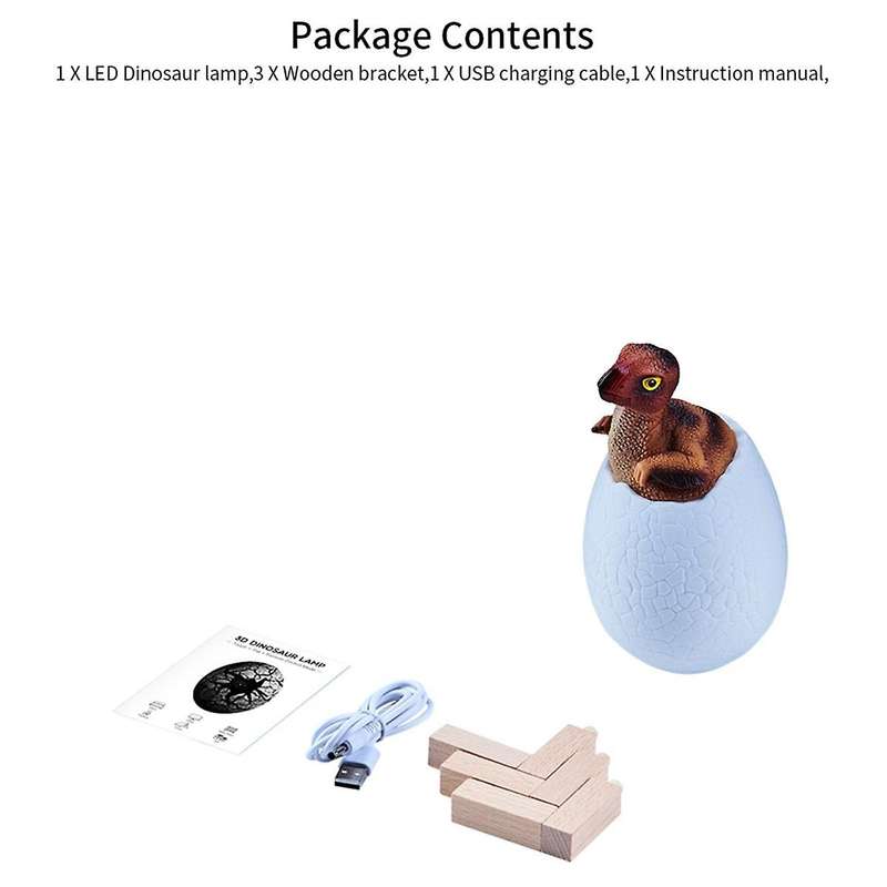 3D Night Light Oviraptor Egg Desk Lamp 3 Color Touch Cartoon Table Lamps Home Decor for Kid Birthday