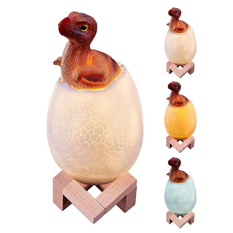 3D Night Light Oviraptor Egg Desk Lamp 3 Color Touch Cartoon Table Lamps Home Decor for Kid Birthday