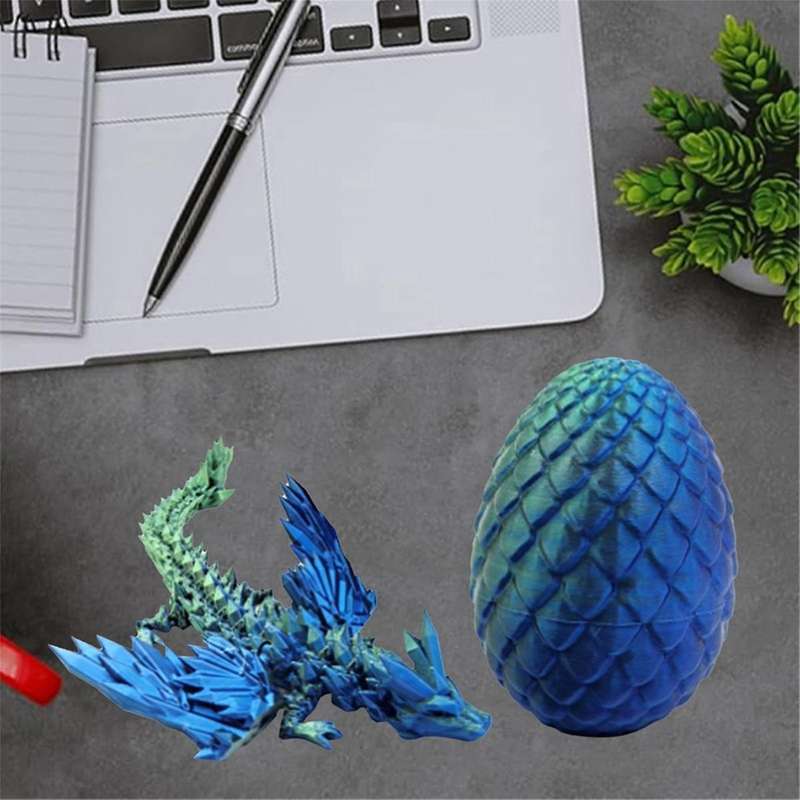 3D Printed Dragon in Egg Full Articulated Dragon Crystal Dragon Office Desk Toy