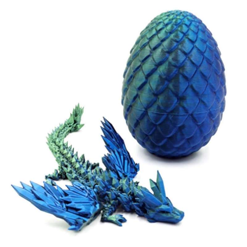 3D Printed Dragon in Egg Full Articulated Dragon Crystal Dragon Office Desk Toy