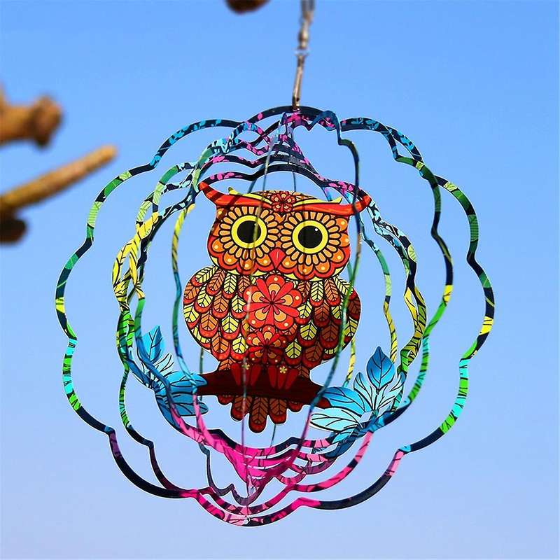 3d Owl Wind Spinners Gifts for Women 12 Inch 3d Hanging Wind Spinner for Outdoor Decor, Yard Art, Ga