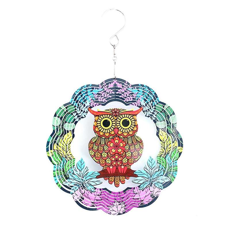 3d Owl Wind Spinners Gifts for Women 12 Inch 3d Hanging Wind Spinner for Outdoor Decor, Yard Art, Ga