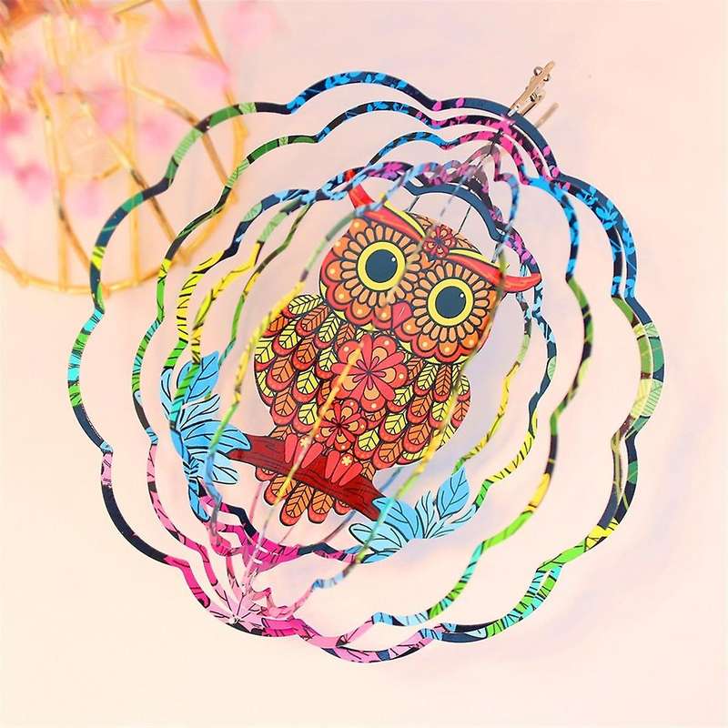 3d Owl Wind Spinners Gifts for Women 12 Inch 3d Hanging Wind Spinner for Outdoor Decor, Yard Art, Ga
