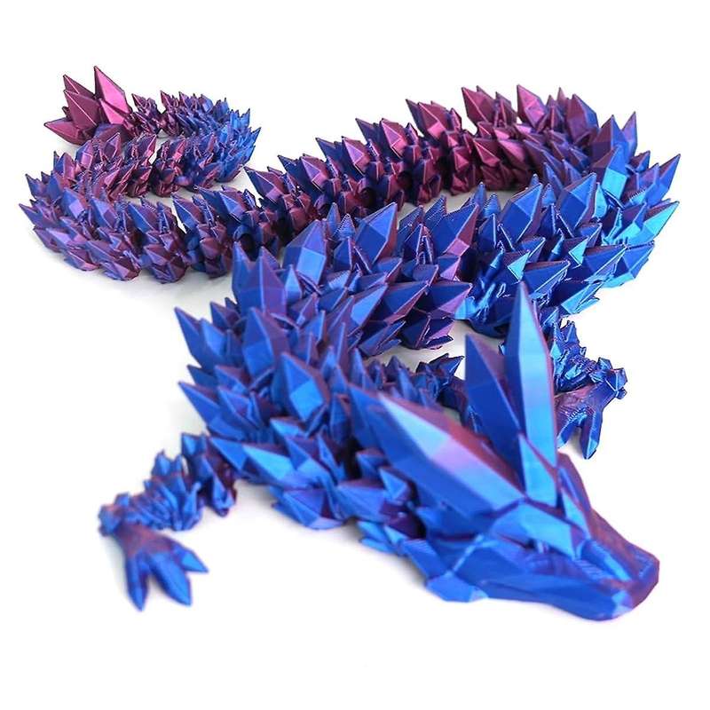 3D Printed Crystal Dragon 12In 3Pcs, 3D Printed Flexible Articulated Dragon, Decoration