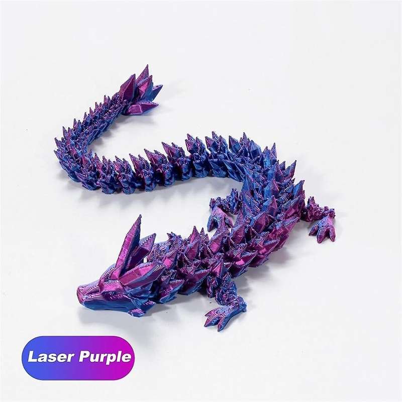 3D Printed Crystal Dragon 12In 3Pcs, 3D Printed Flexible Articulated Dragon, Decoration