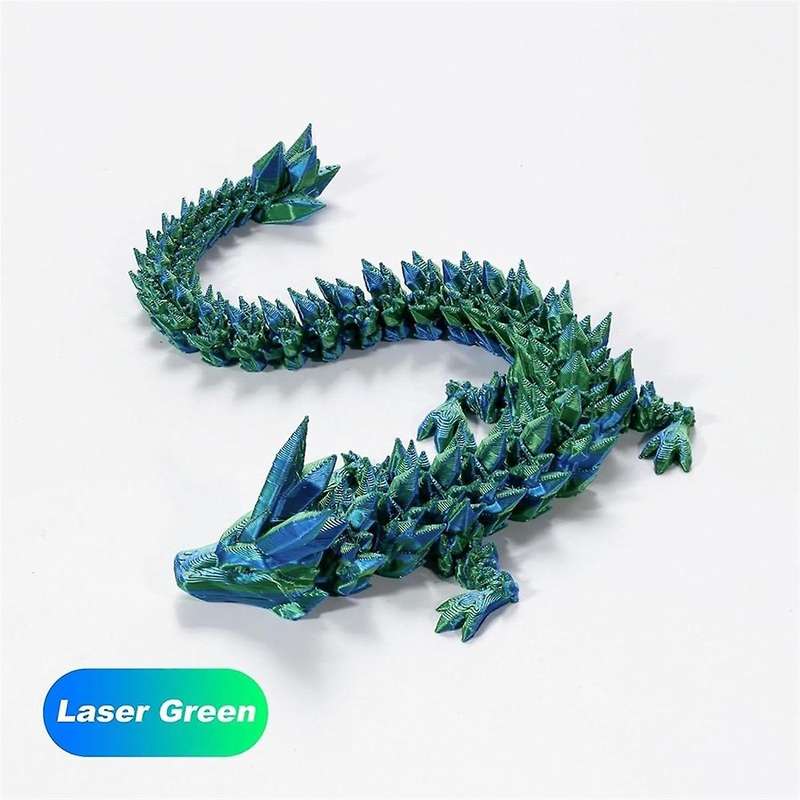 3D Printed Crystal Dragon 12In 3Pcs, 3D Printed Flexible Articulated Dragon, Decoration