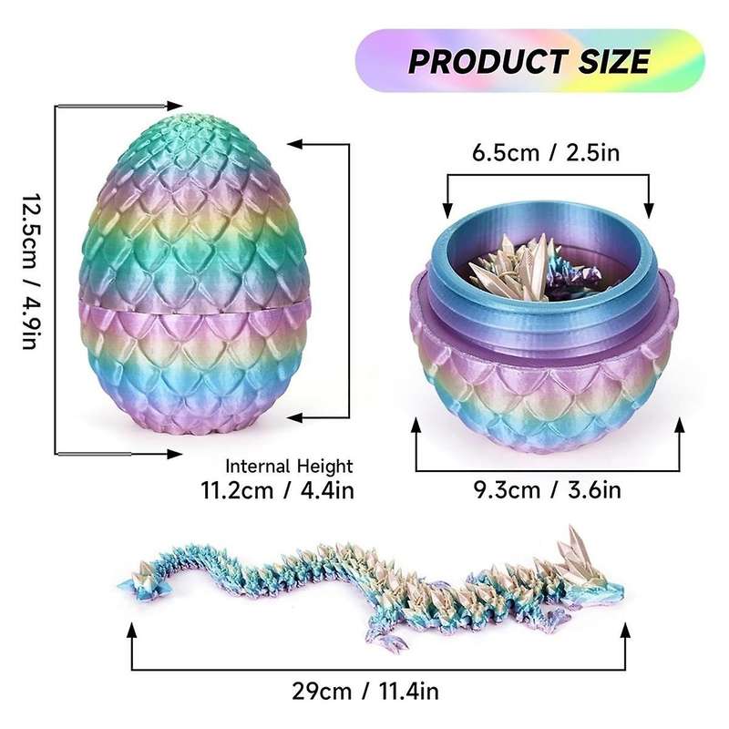 3D Printed Dragon Egg,Crystal Dragon Toys,Easter Eggs Dragon Crystal Dragon in Egg,Adults for Autism