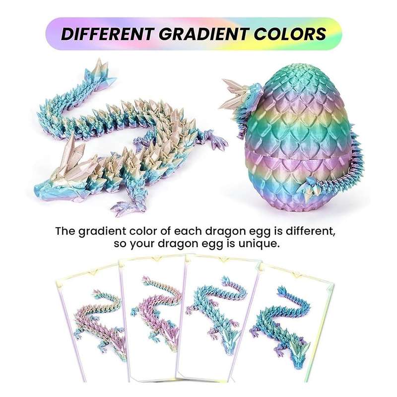 3D Printed Dragon Egg,Crystal Dragon Toys,Easter Eggs Dragon Crystal Dragon in Egg,Adults for Autism