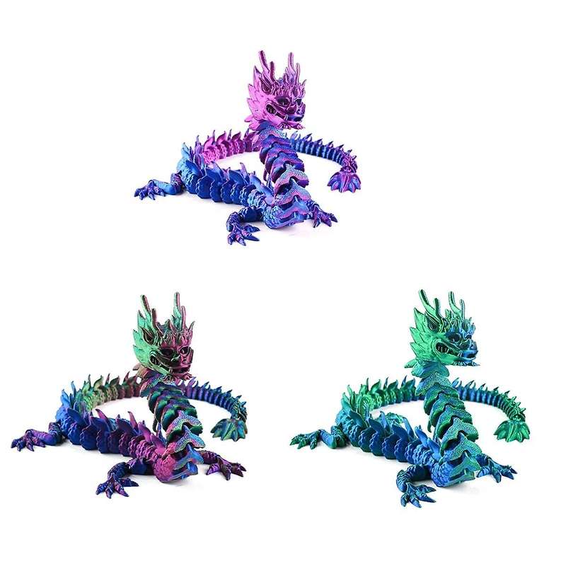 3D Printing Dragon in Eggs, 33cm Mobile Crystal Dragon, Multicolor Dragon Figure, Toy Home, Office,