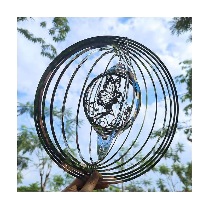 3d Rotating Wind Chime Butterfly Elf Flying Wind Outdoor Hanging Decoration