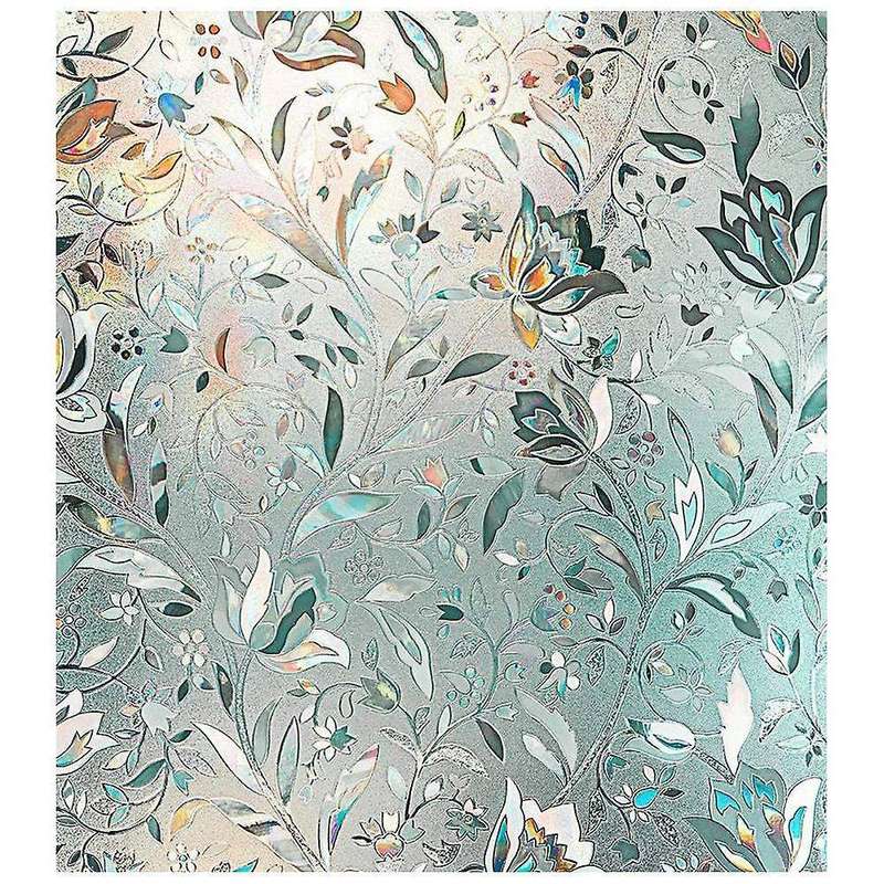 3D Rainbow Window Film Stained Glass Vinyl Static Non Adhesive Film Opaque Privacy Protective -60X20