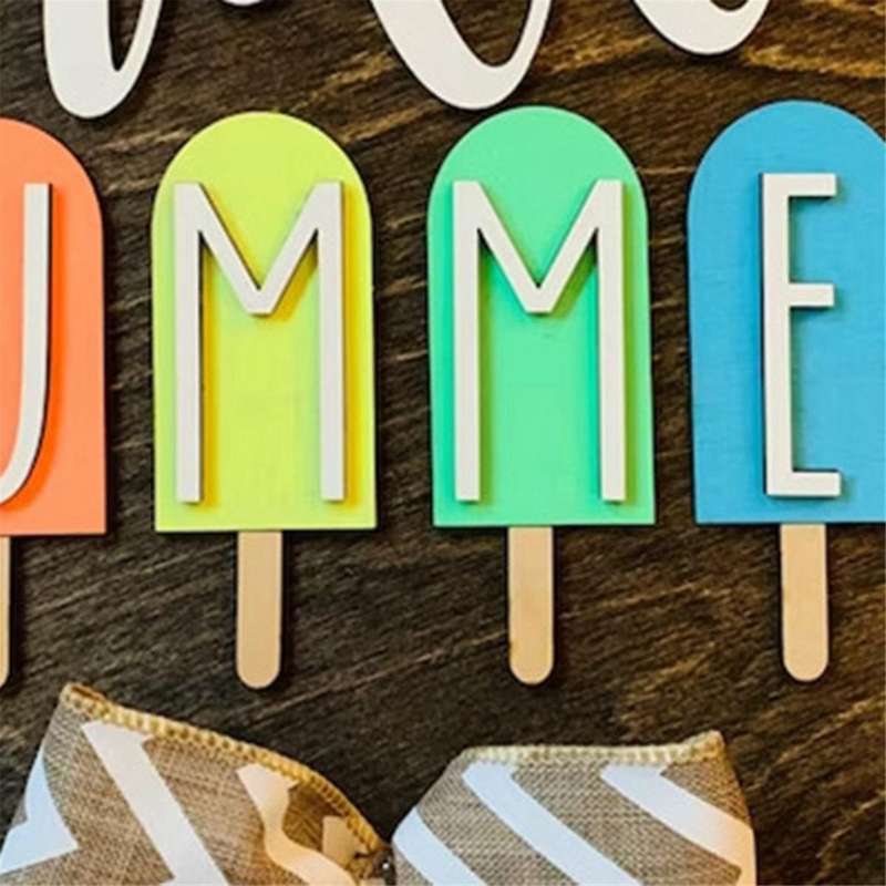 3D Seasonal Sign, Hello Sign Seasonal Decor Summer Sign Farmhouse Round Welcome Door Sign for Hangin