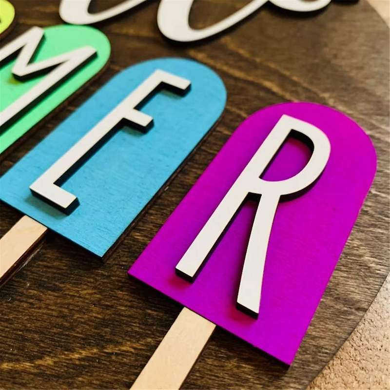 3D Seasonal Sign, Hello Sign Seasonal Decor Summer Sign Farmhouse Round Welcome Door Sign for Hangin