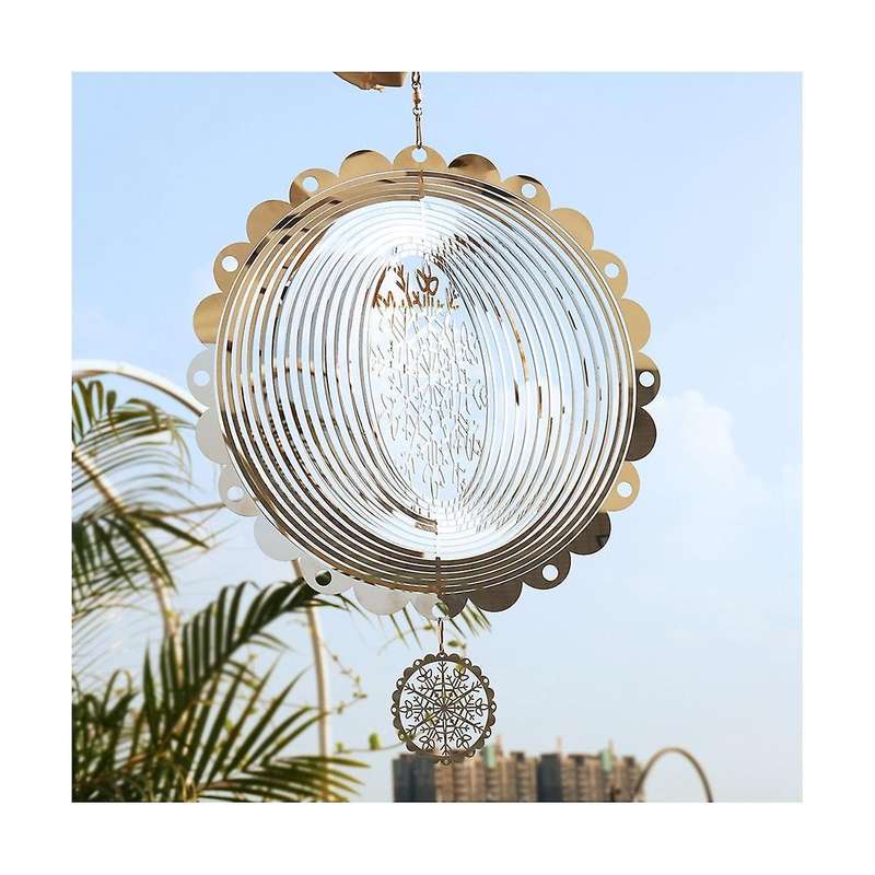 3d Rotating Wind Chime Snowflake Decoration Wind Outdoor Hanging Decoration