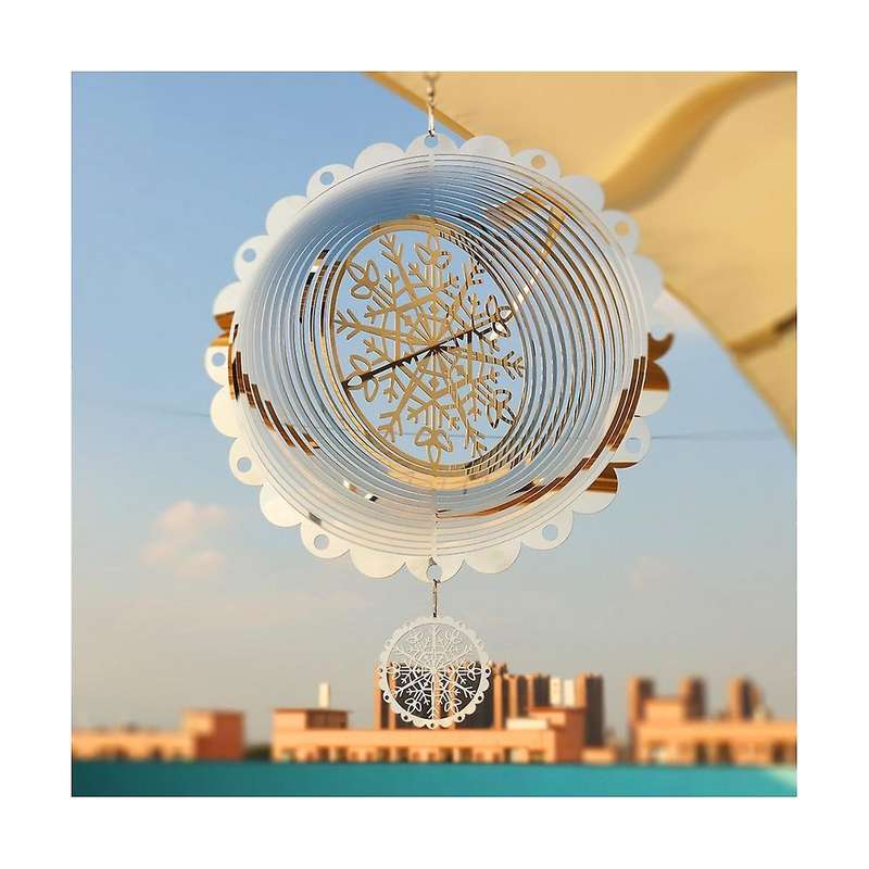 3d Rotating Wind Chime Snowflake Decoration Wind Outdoor Hanging Decoration
