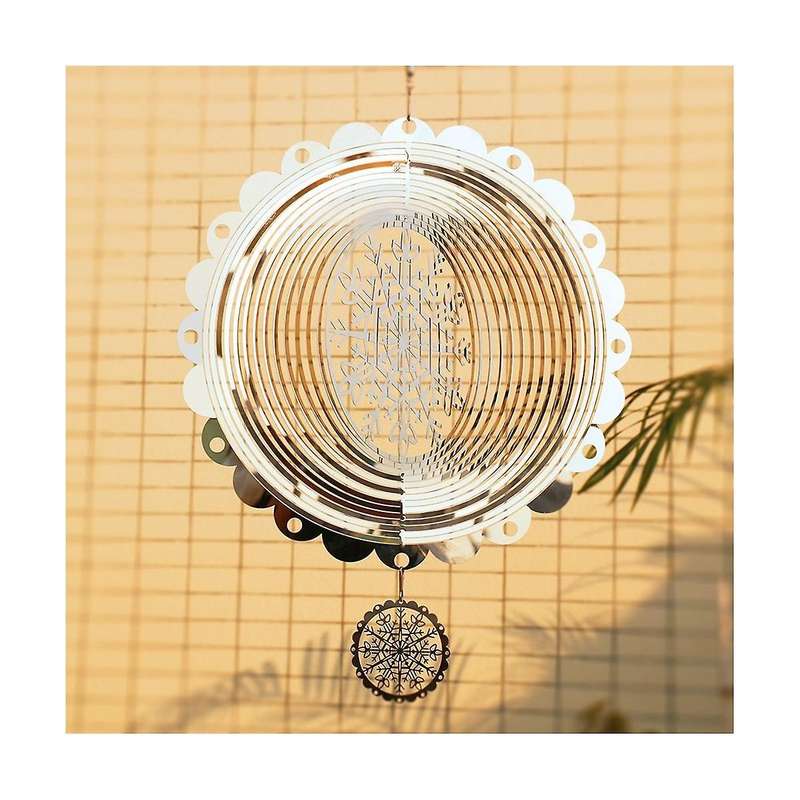 3d Rotating Wind Chime Snowflake Decoration Wind Outdoor Hanging Decoration
