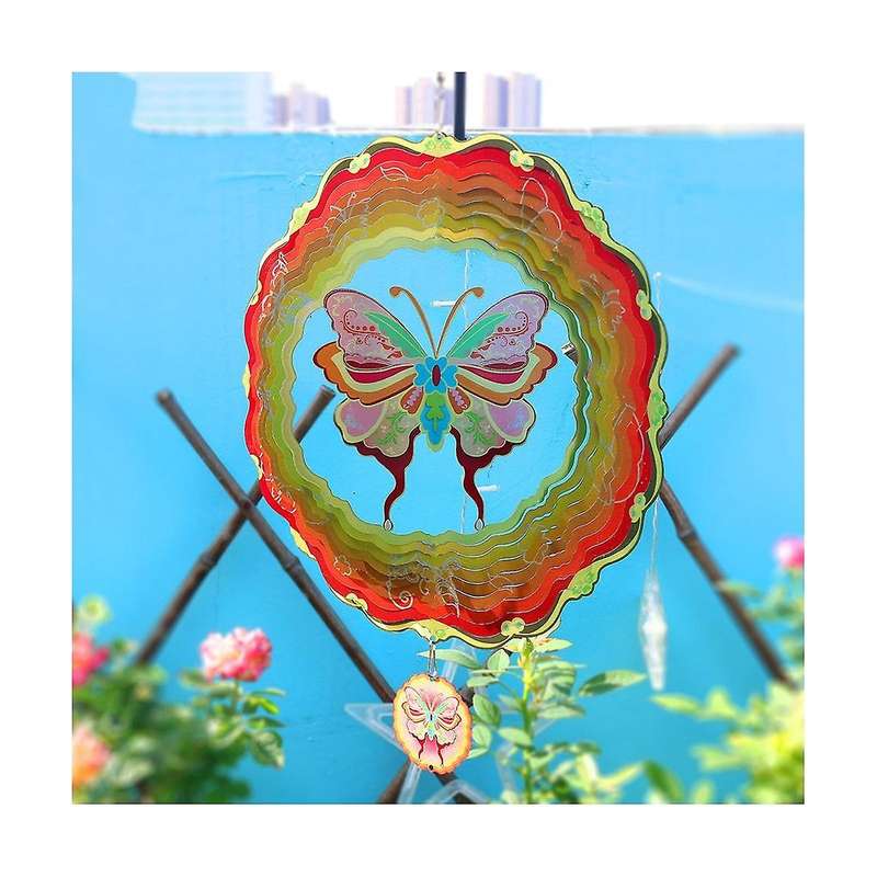 3d Rotating Wind Chime Color Pendant Butterfly Wind Outdoor Hanging Decoration