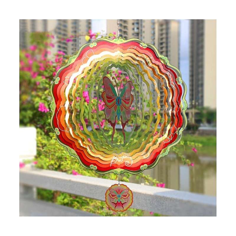 3d Rotating Wind Chime Color Pendant Butterfly Wind Outdoor Hanging Decoration