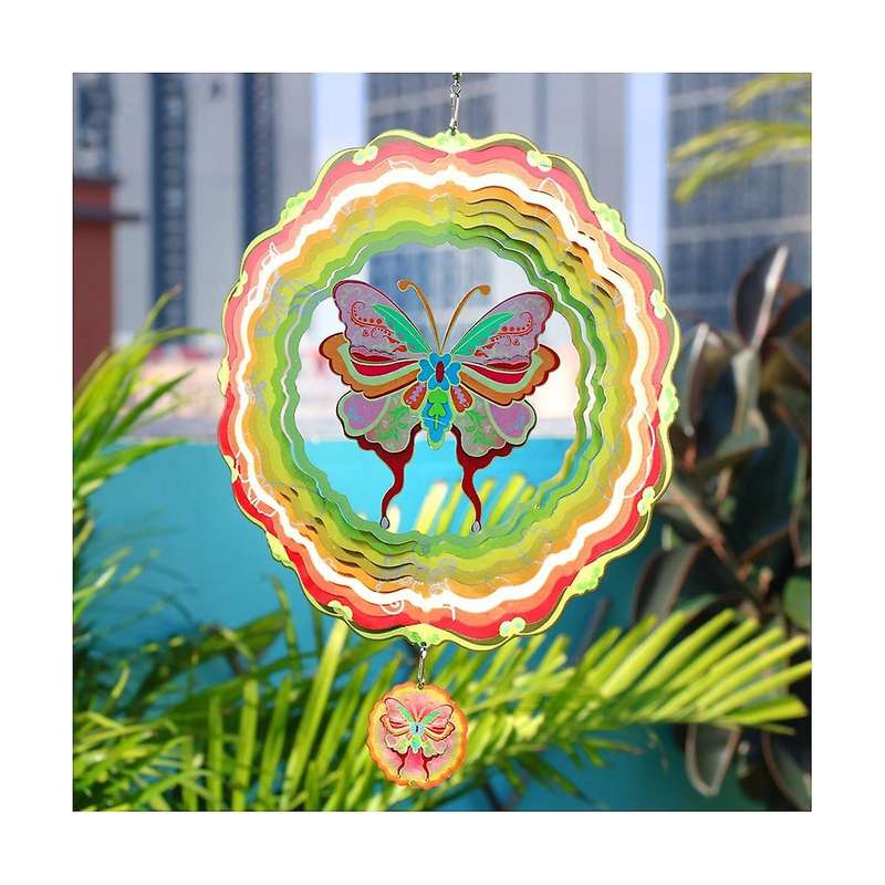 3d Rotating Wind Chime Color Pendant Butterfly Wind Outdoor Hanging Decoration
