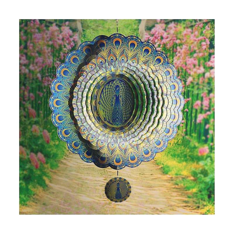 3d Rotating Wind Chime Outdoor Garden Metal Colorful Ornament for Garden Decoration
