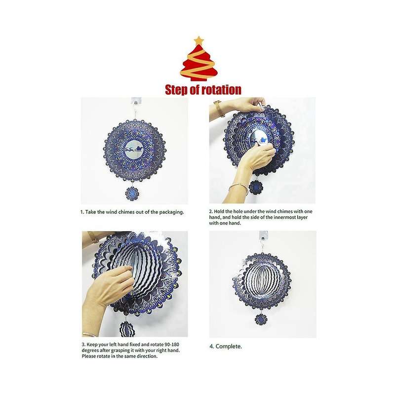 3d Wind Spinner Spiral for Yard Garden Decor Rotating Hanging Wind Chimes Home Outdoor Decoration C