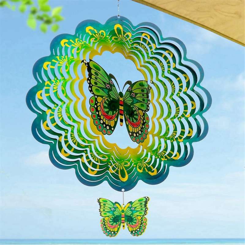 3D Wind Spinner Spiral for Yard Garden Decor Rotating Hanging Wind Chimes Home Outdoor Decoration Gr