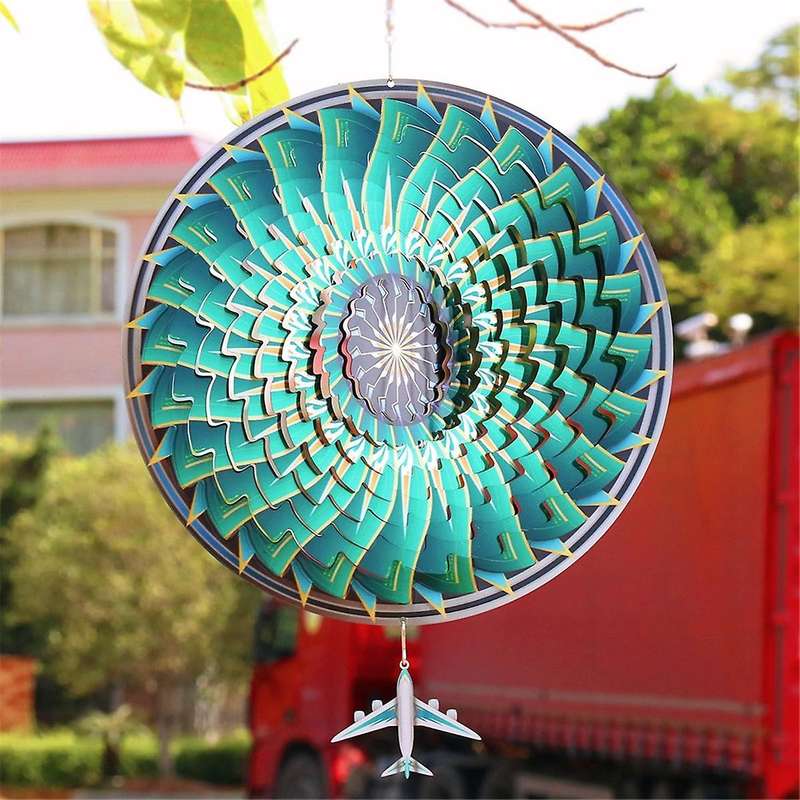 3d Wind Spinner 12inch Garden Laser Cut Hanging Wind Spinners Metal Kinetic Yard Art Deco Indoor/out