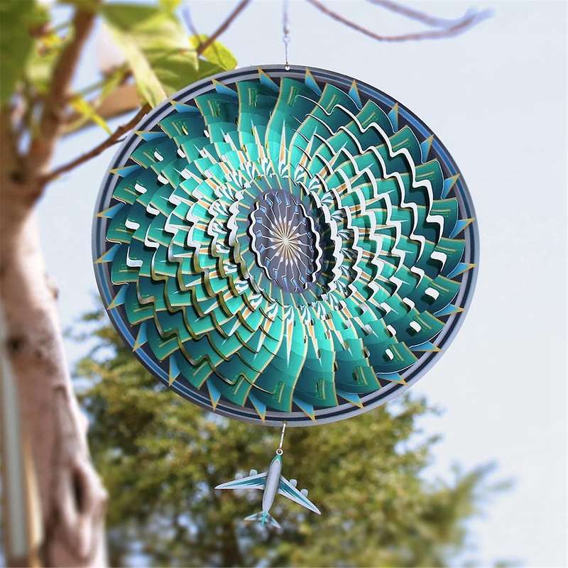 3d Wind Spinner 12inch Garden Laser Cut Hanging Wind Spinners Metal Kinetic Yard Art Deco Indoor/out