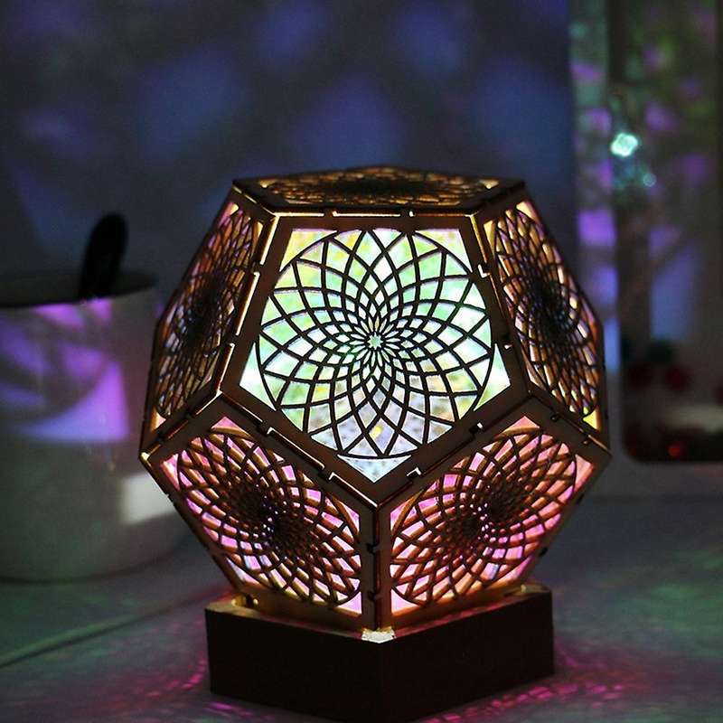 3D Starry Projection Hollow Night Light Bohemian Floor Projector Lights for Home Decor, Party, Weddi