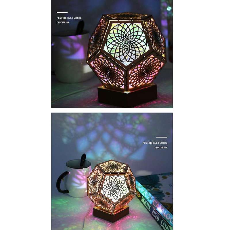 3D Starry Projection Hollow Night Light Bohemian Floor Projector Lights for Home Decor, Party, Weddi