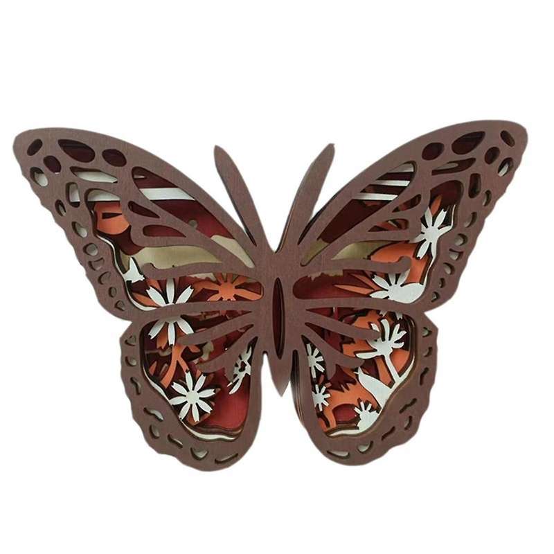 3d Wooden Animals Carving, Butterfly Cabin Decor Wooden Animal Statues Rustic Wall Decor Art for Hom