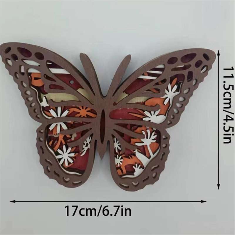 3d Wooden Animals Carving, Butterfly Cabin Decor Wooden Animal Statues Rustic Wall Decor Art for Hom